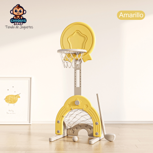 Completo tablero de basquet para niños regulable con accesorios.